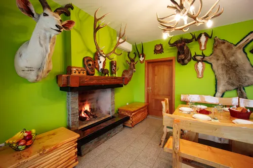 Villa Stipino, lovačka soba s kaminom, donji kat